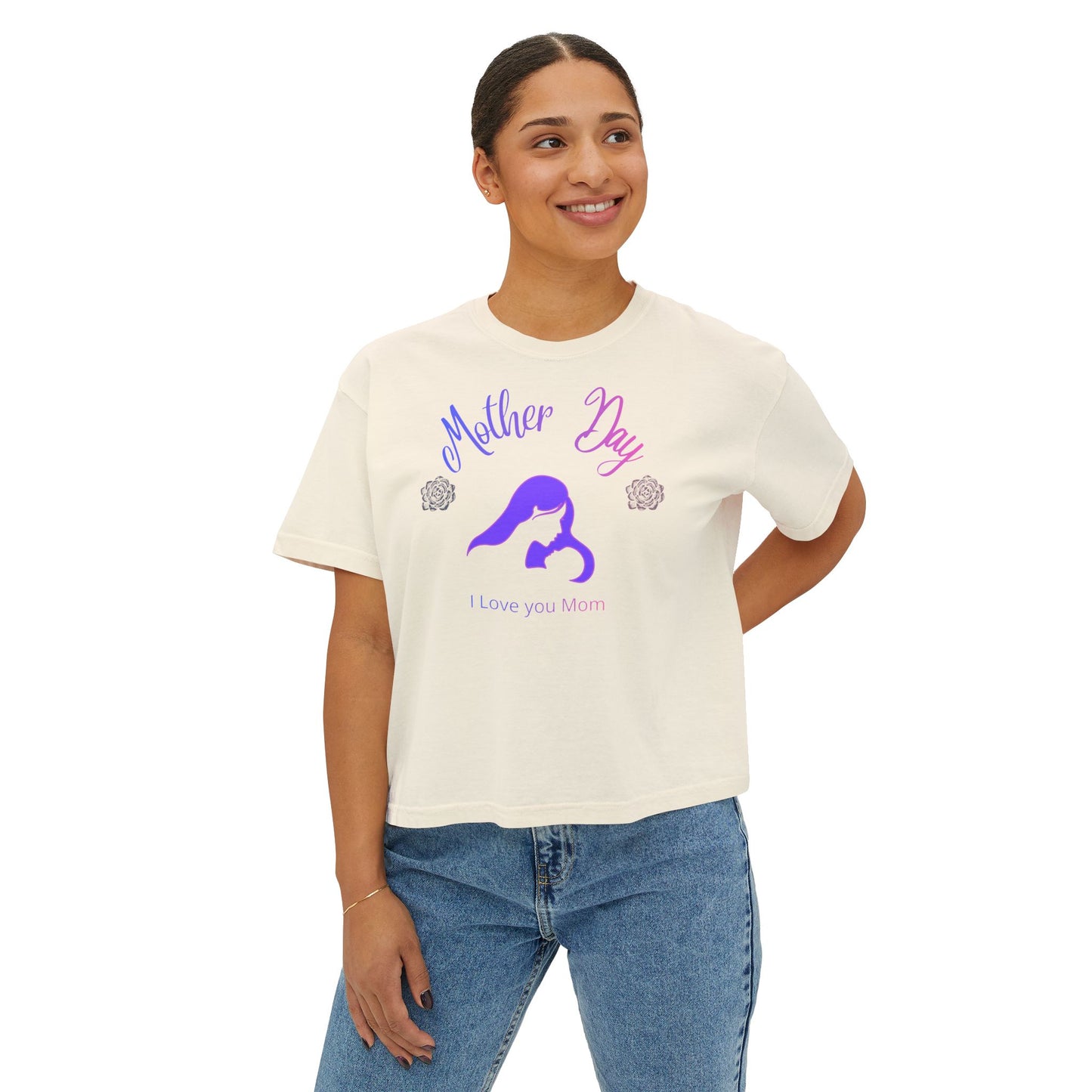 Mother Day Crop Tee | I Love You Mom Gift Shirt
