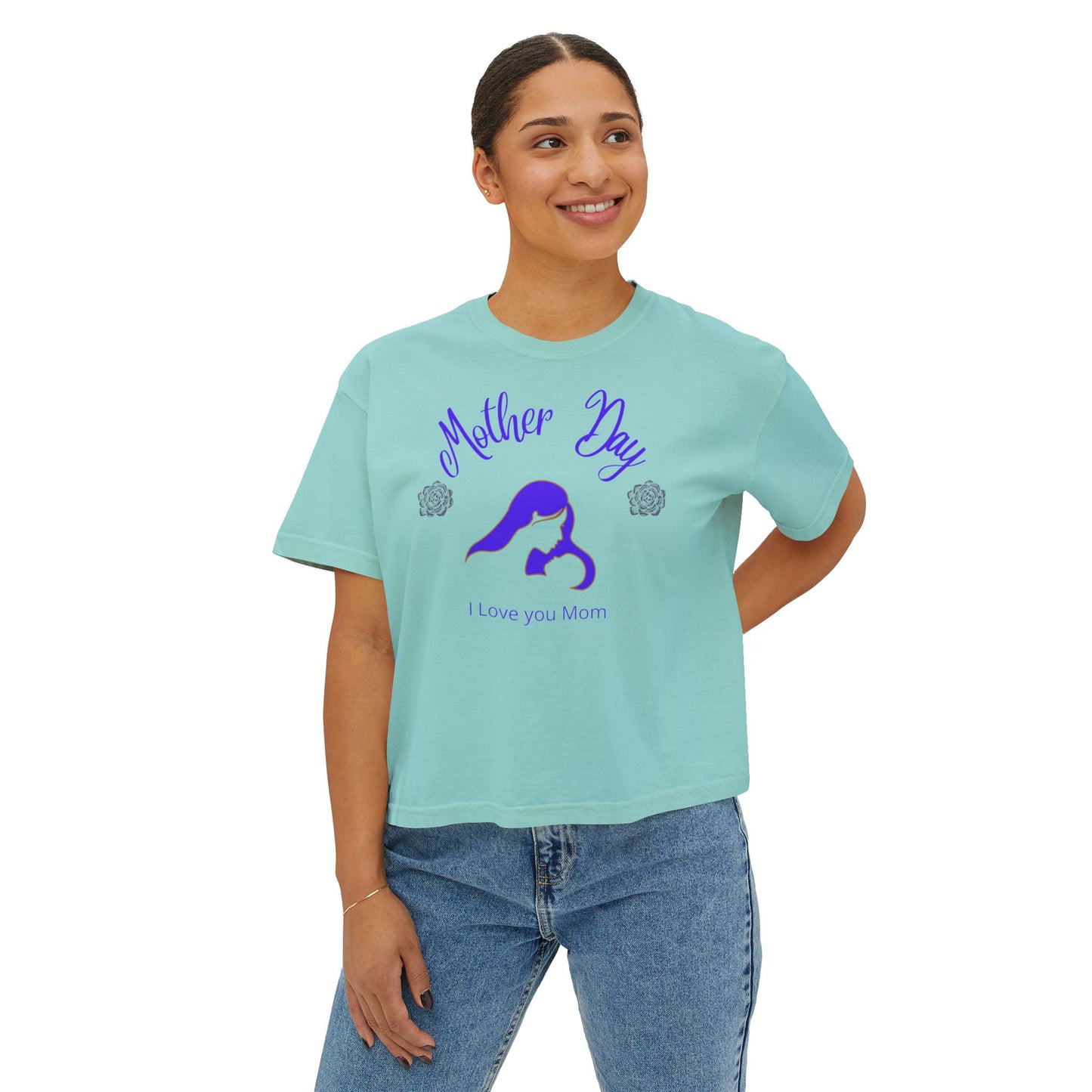 Mother Day Crop Tee | I Love You Mom Gift Shirt