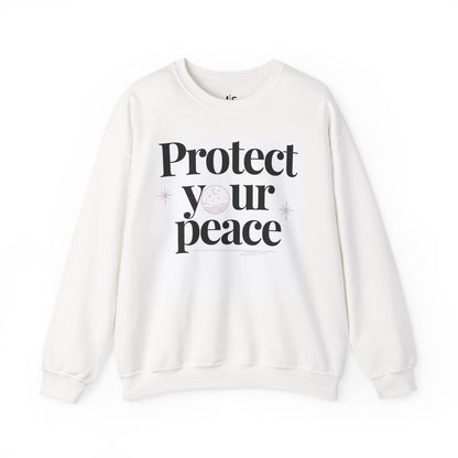 Protect Your Peace Crewneck Sweatshirt — Minimal Self-Care Graphic Sweatshirt