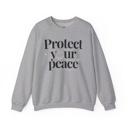 Protect Your Peace Crewneck Sweatshirt — Minimal Self-Care Graphic Sweatshirt