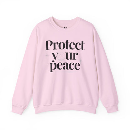 Protect Your Peace Crewneck Sweatshirt — Minimal Self-Care Graphic Sweatshirt
