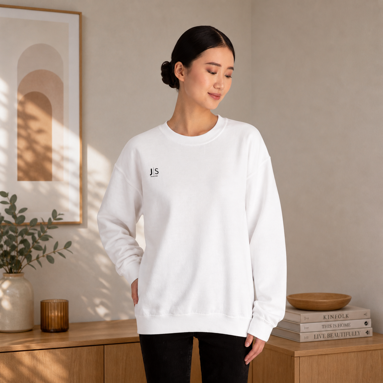 Embroidered Minimalist Sweatshirt – Premium Cotton Crewneck | Slow Living Streetwear