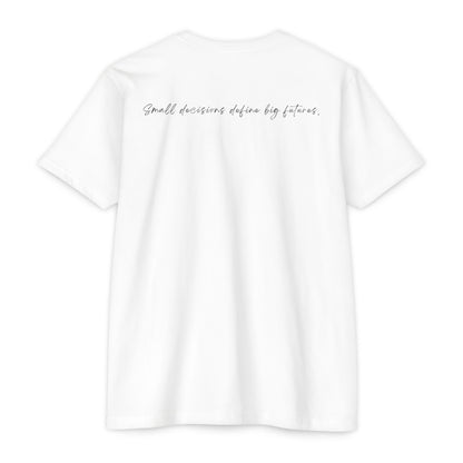 white t-shirt with minimalist Create typography design and red accent line, gift for artists