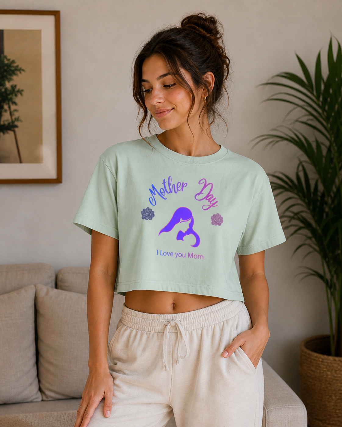 Mother Day Crop Tee | I Love You Mom Gift Shirt