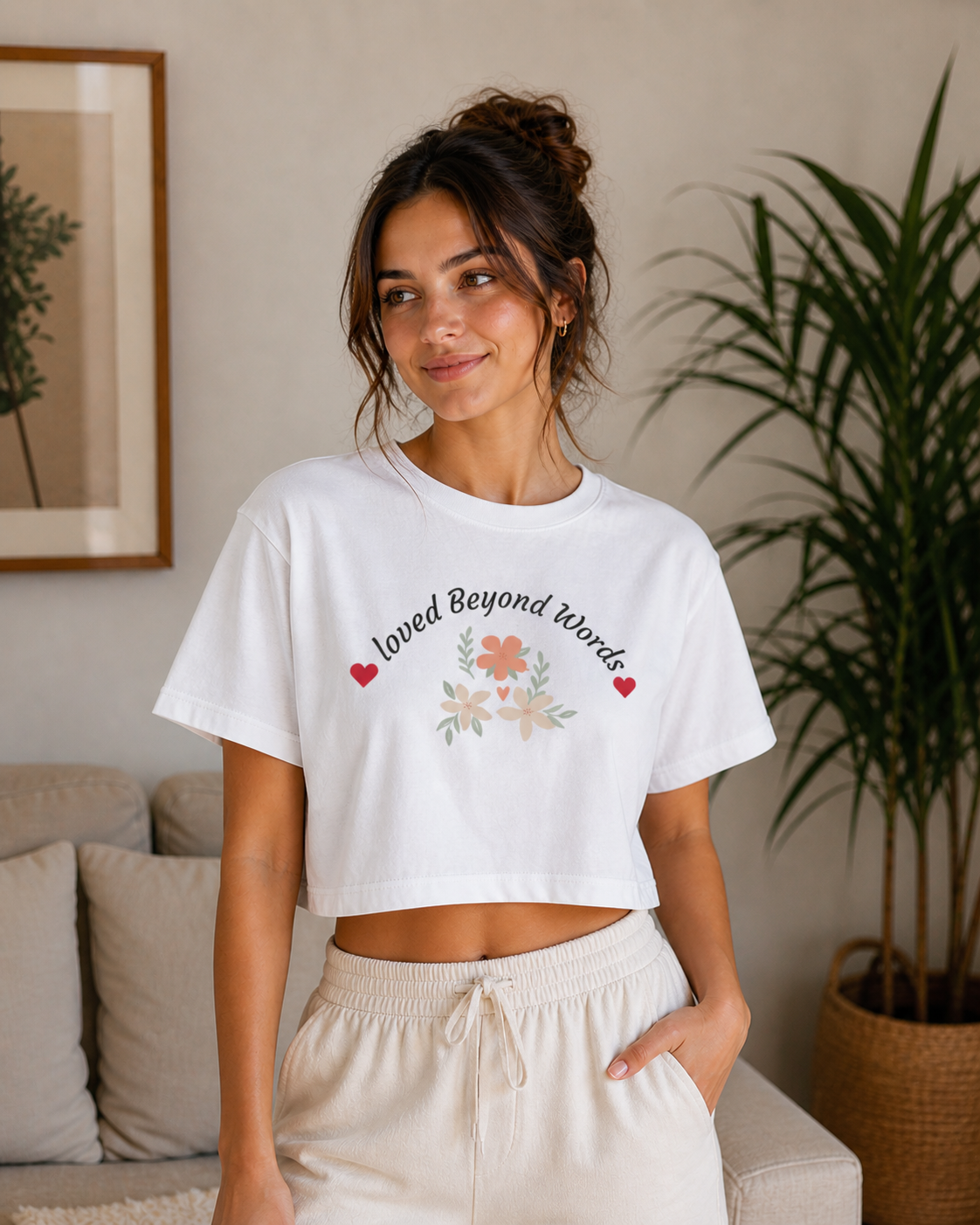Loved Beyond Words Crop Tee | Mother's Day Gift Floral Shirt