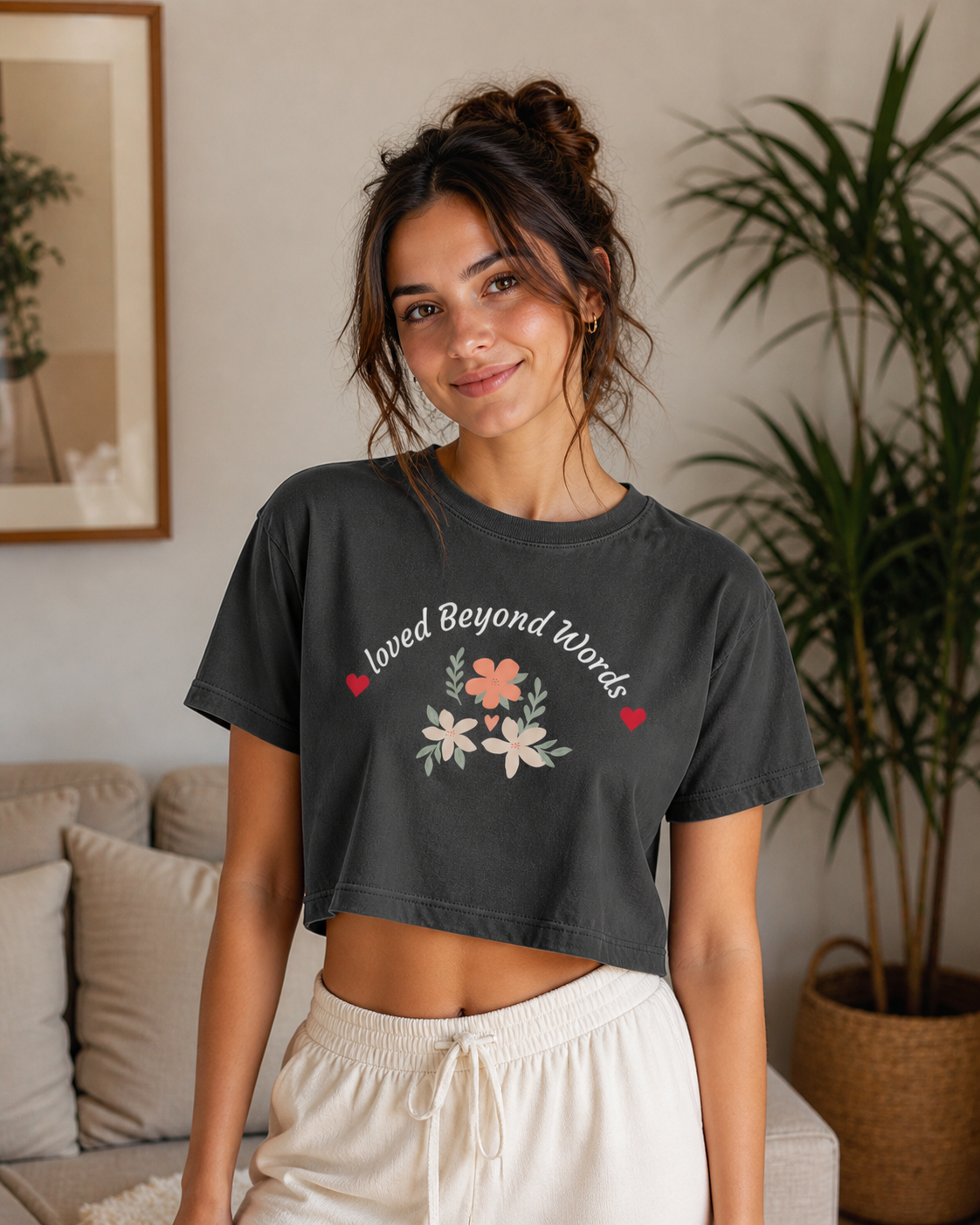 Loved Beyond Words Crop Tee | Mother's Day Gift Floral Shirt