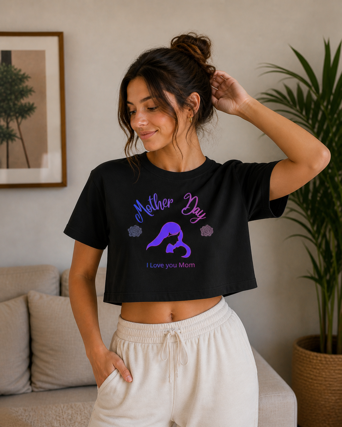 Mother Day Crop Tee | I Love You Mom Gift Shirt