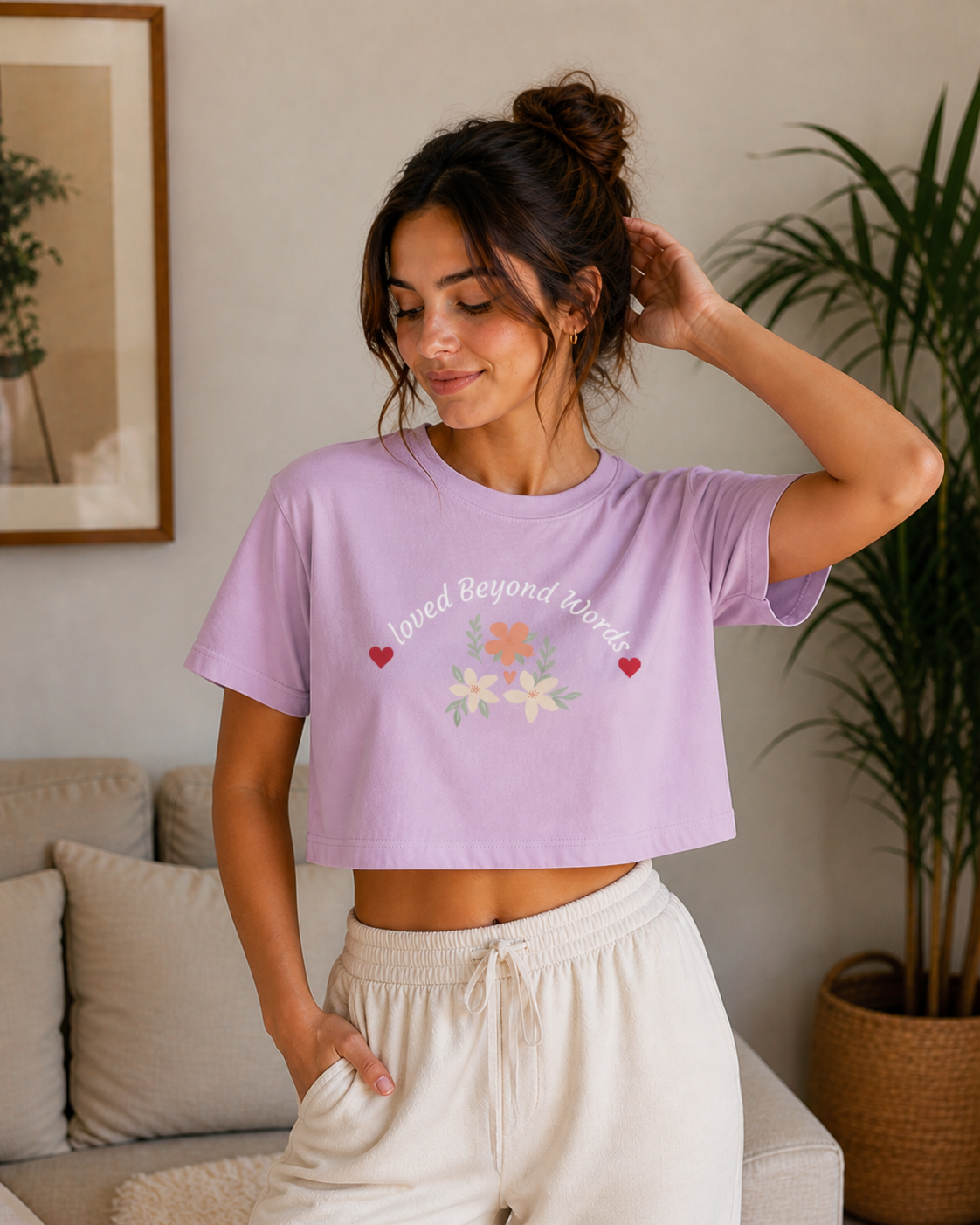 Loved Beyond Words Crop Tee | Mother's Day Gift Floral Shirt