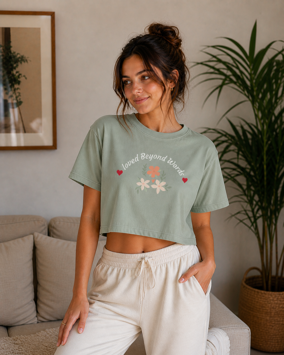 Loved Beyond Words Crop Tee | Mother's Day Gift Floral Shirt