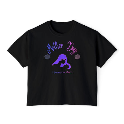 Black crop tee with Mother Day I Love You Mom design silhouette gift for mom soft aesthetic casual shirt