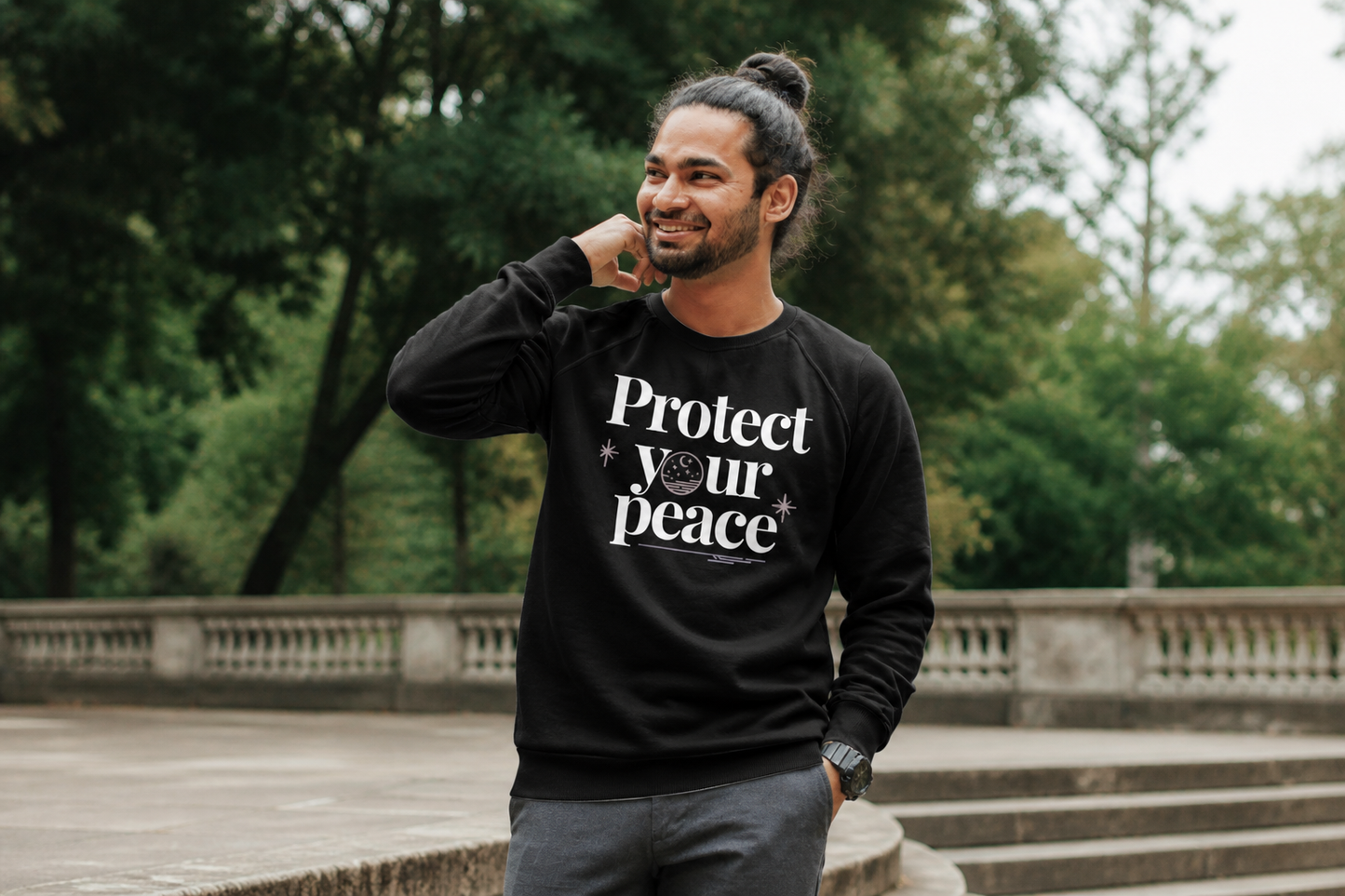 Protect Your Peace Crewneck Sweatshirt — Minimal Self-Care Graphic Sweatshirt