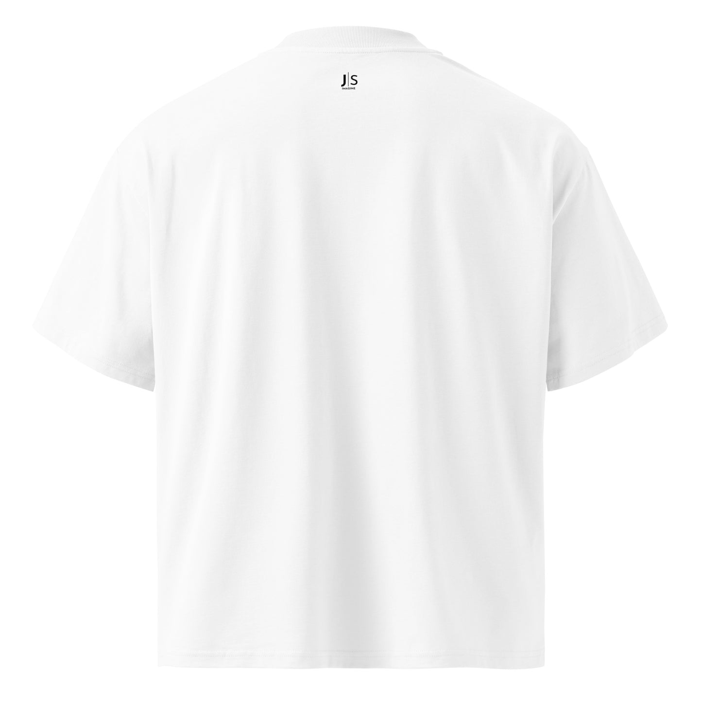 White organic oversized high neck t-shirt with front graphic print, unisex streetwear gift